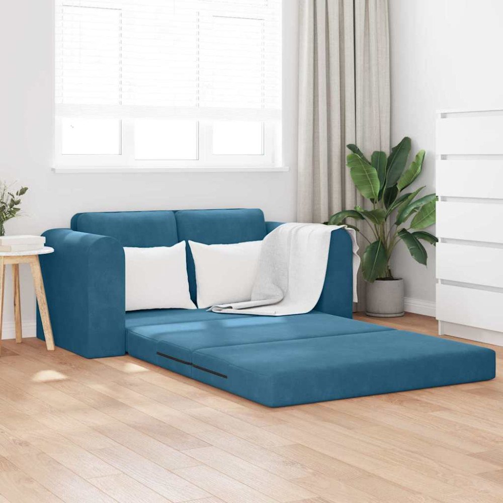 vidaXL Golvsängsoffa 2-i-1 Blå 148x71x83 cm Sammet