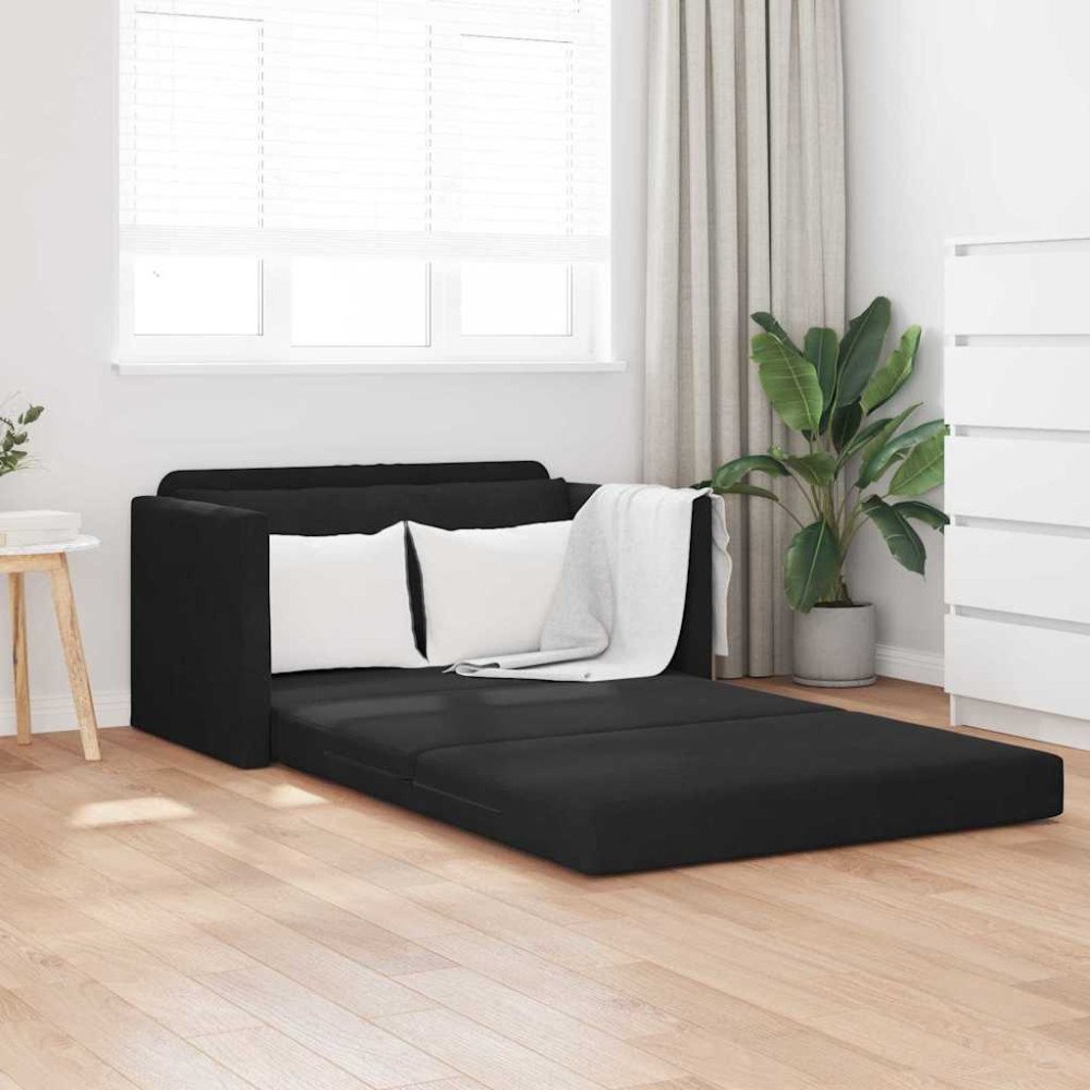 vidaXL Golvsängsoffa 2-i-1 Svart 124x204x61 cm Sammet