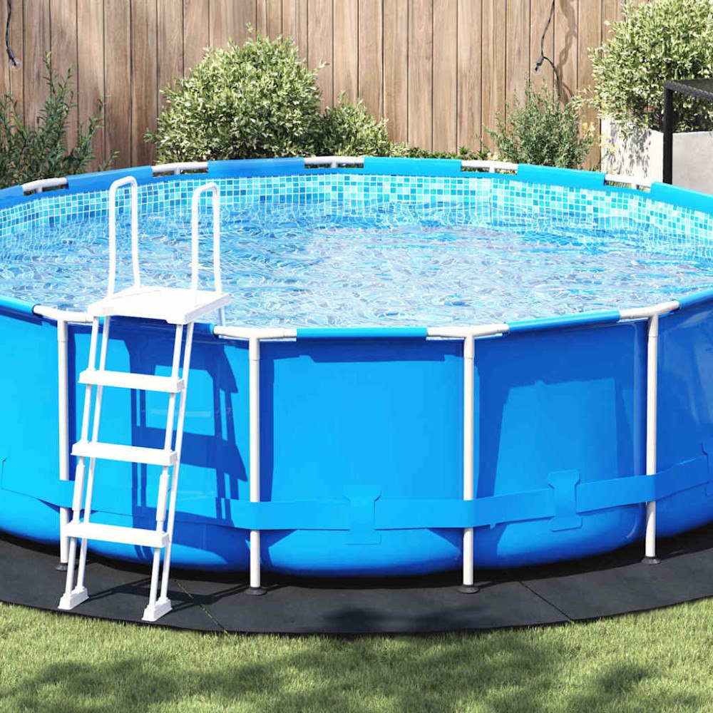 vidaXL Poolunderlag Svart Ø 428 cm Non-woven tyg Rund