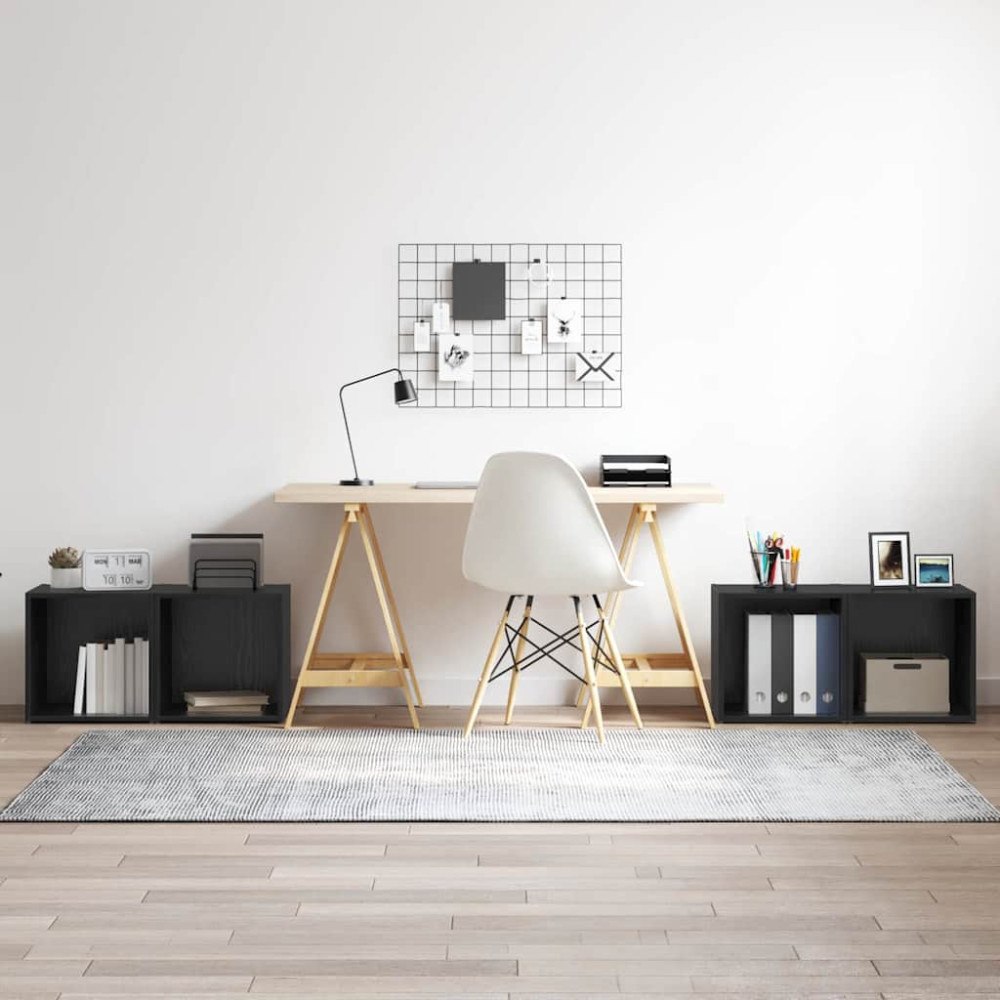 vidaXL TV-bänkar - 4 st, Svart Ek, 37x35x37 cm, Byggt trä