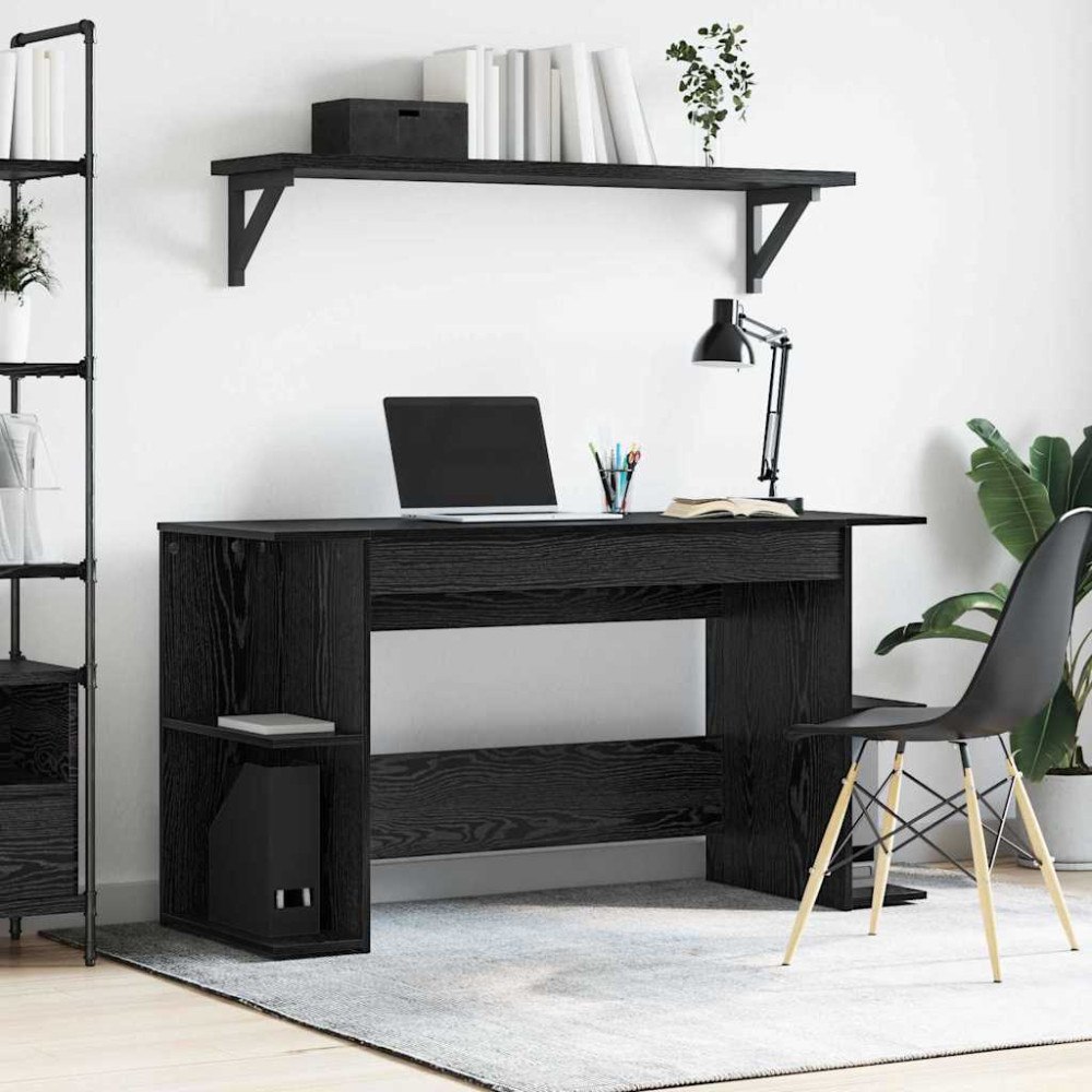 vidaXL Skrivbord med hylla Övrigt med lagring Svart ek 140 x 50 x 75 cm Konstruerat trä