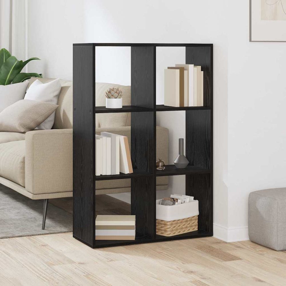 vidaXL Bokskåp Svart ek 69.5 x 29 x 103.5 cm Konstruerat trä