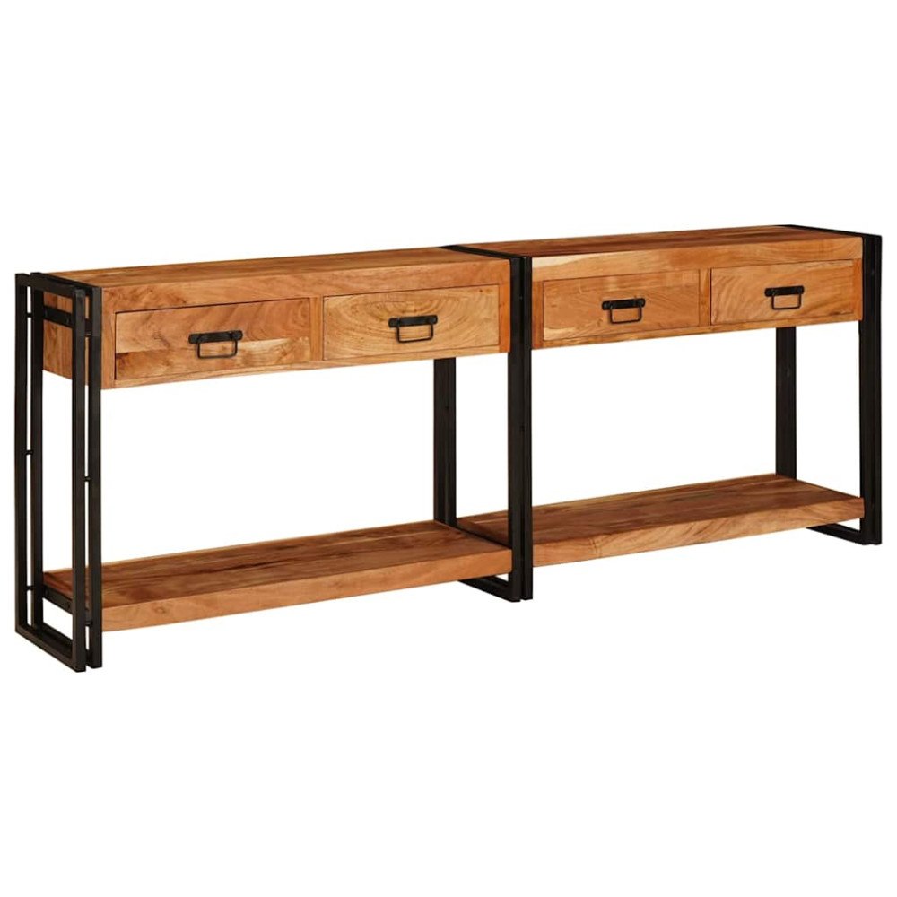 vidaXL Konsolbord Övrigt 2 pcs Brun 200 x 33 x 75 cm Massivt akaciaträ