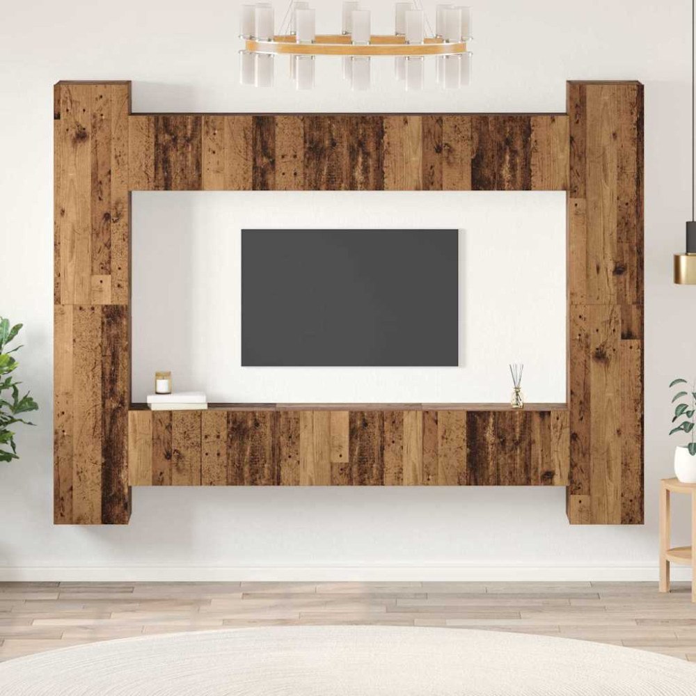 vidaXL TV-bänkset 10 pcs Gammalt trä 30.5 x 30 x 90 cm Konstruerat trä