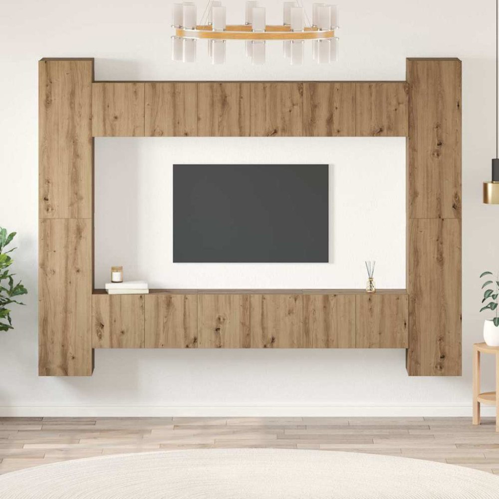 vidaXL TV-bänkset 10 pcs Artisan Ek 30,5 x 30 x 90 cm Konstruerat trä