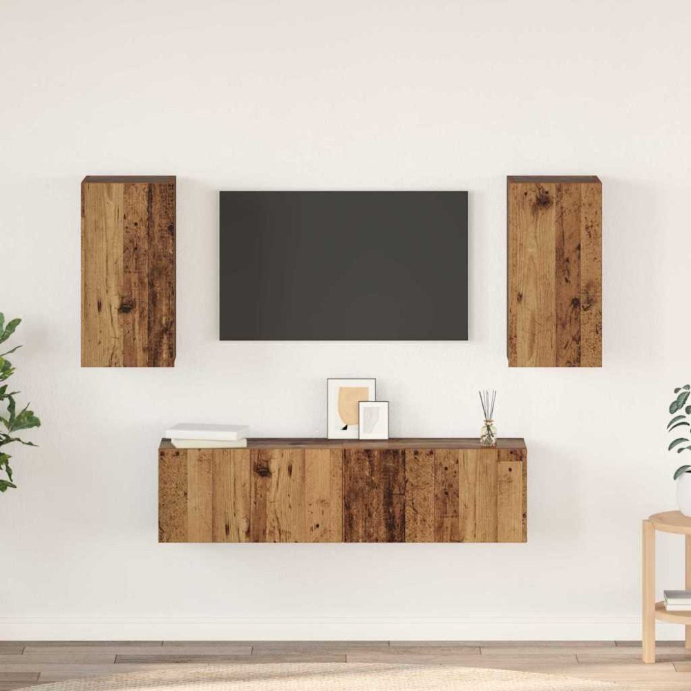 vidaXL TV-bänkset 4 pcs Gammalt trä 60 x 30 x 30 cm Konstruerat trä