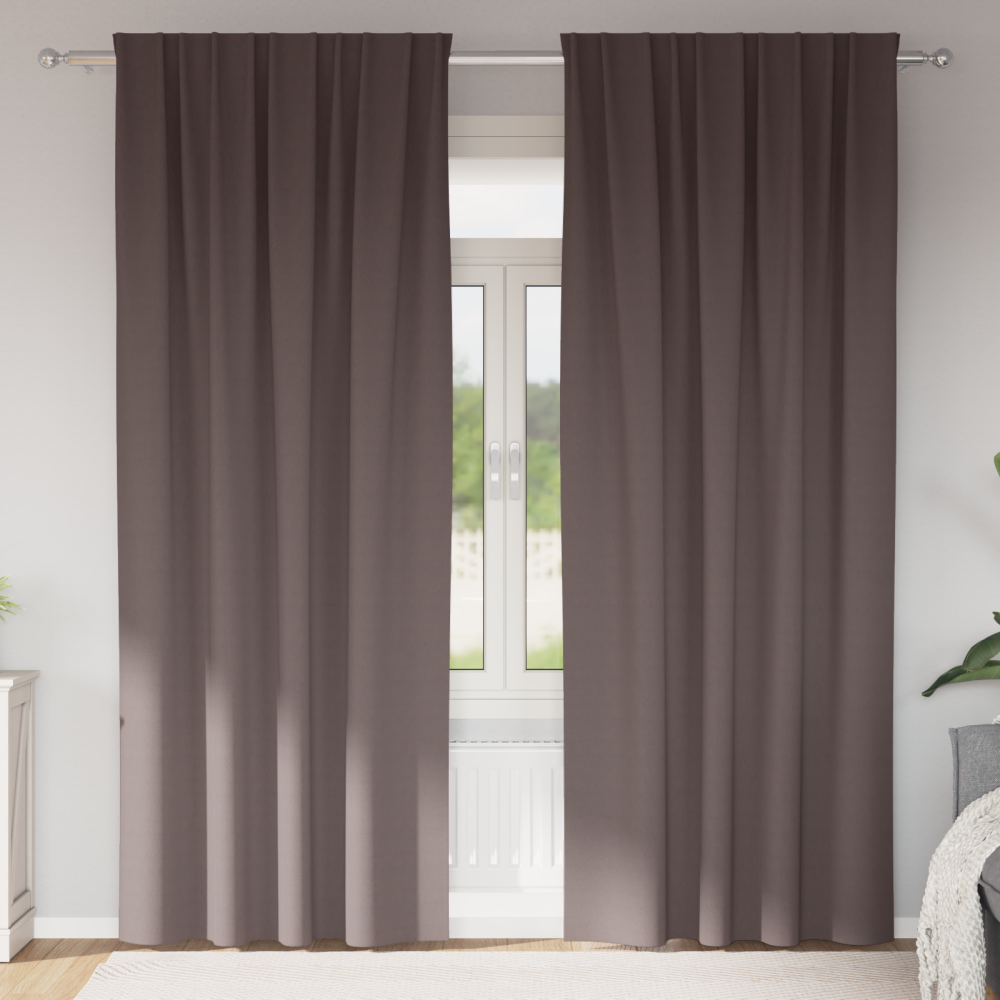vidaXL Gardiner med gardiner 2 pcs Mörkbrun Polyester