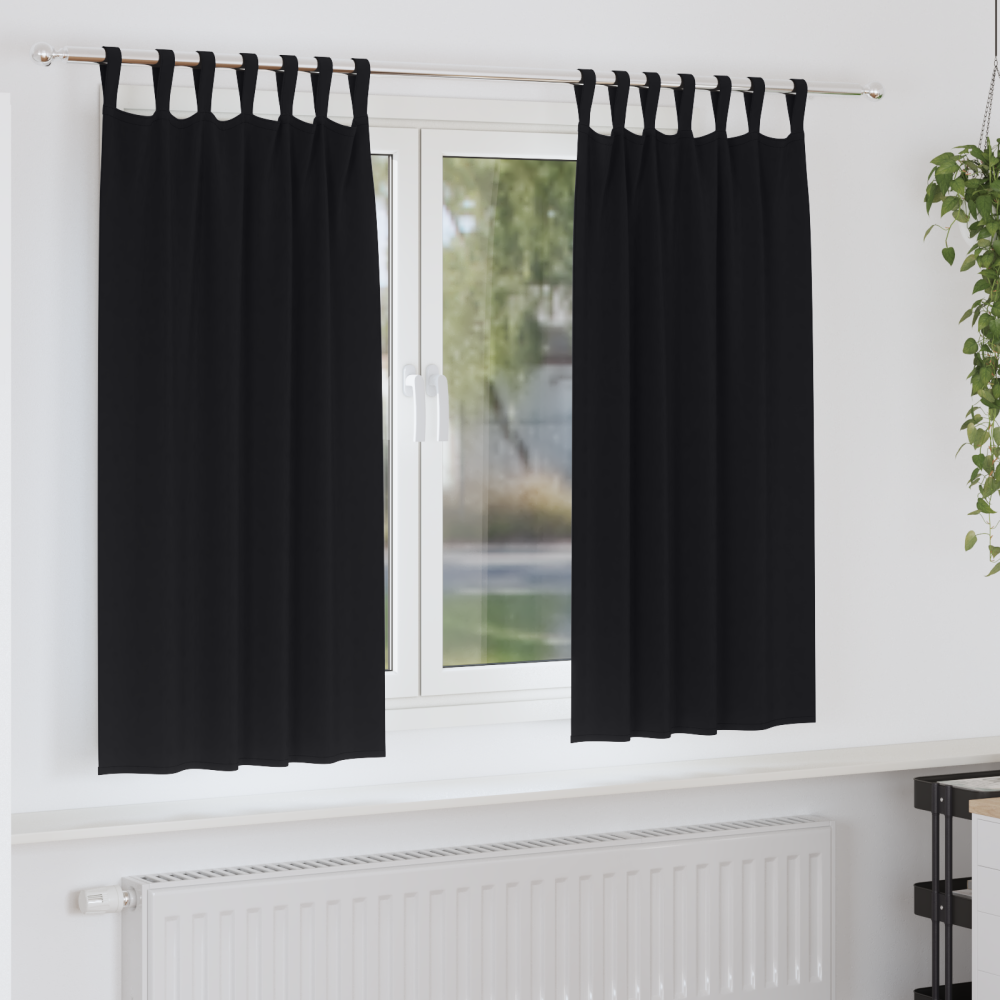 vidaXL Gardiner med gardiner 2 pcs Svart Polyester