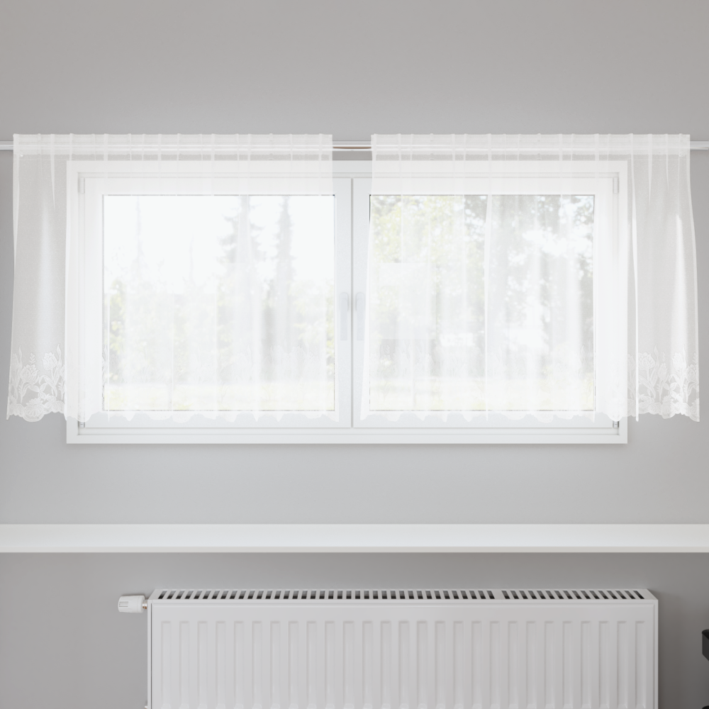 vidaXL Gardiner med gardiner Blommor Vit Polyester