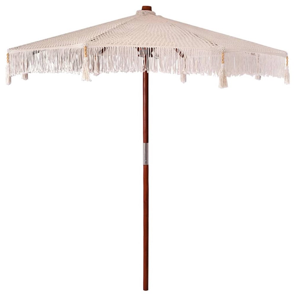 vidaXL Parasoll Kräm (250-255) x 250 cm Bomull och massivt trä