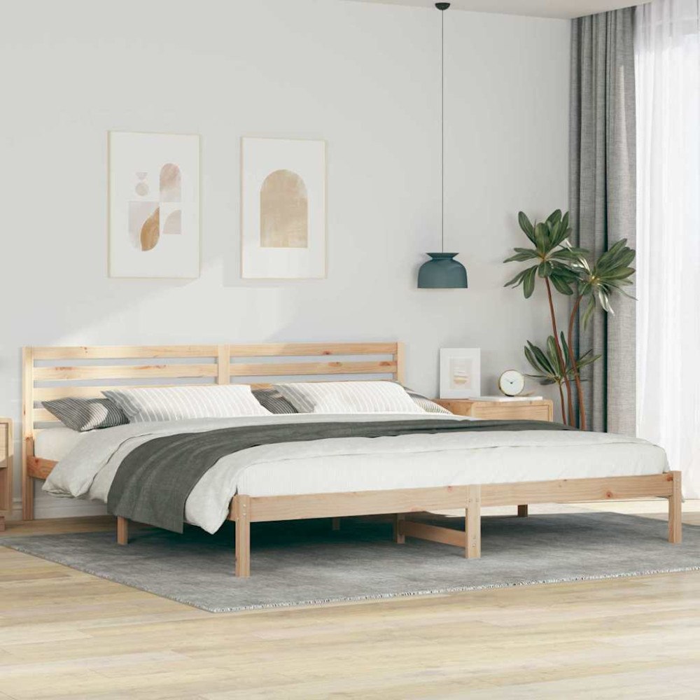 vidaXL Sängram med huvudgavel Brun 200 x 220 cm Massiv furu