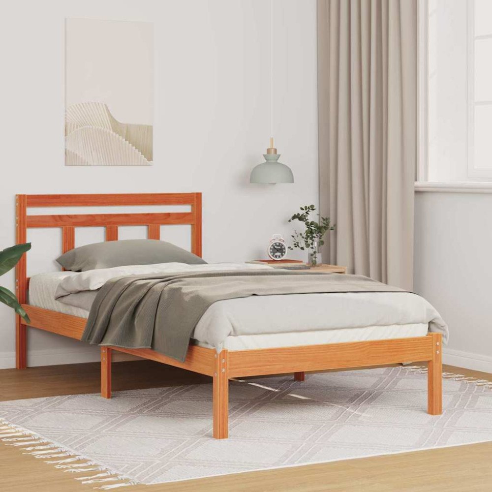 vidaXL Sängram Brun 80 x 200 cm Massiv furu
