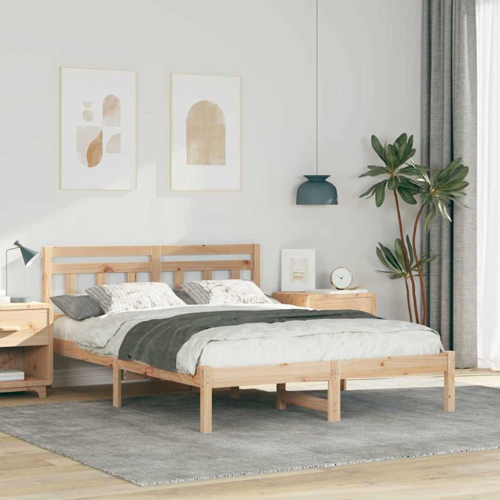 vidaXL Sängram Brun 120 x 190 cm Massiv furu
