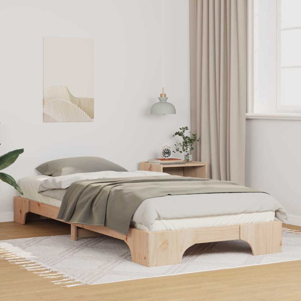 vidaXL Sängram Brun 90 x 210 cm Massiv furu