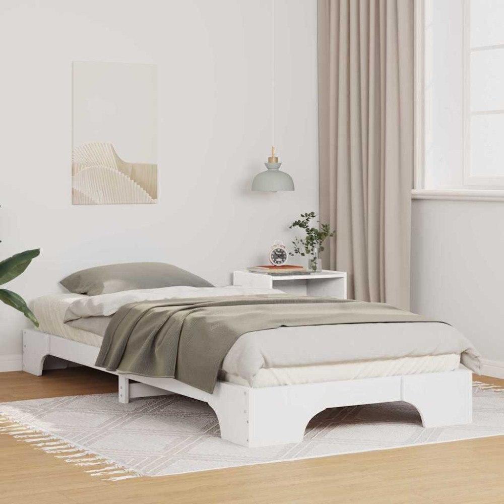 vidaXL Sängram Vit 90 x 210 cm Massiv furu