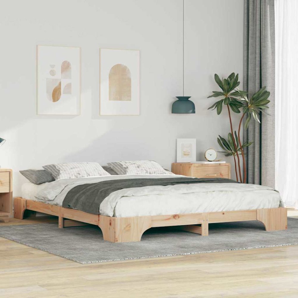 vidaXL Sängram Brun 160 x 220 cm Massiv furu