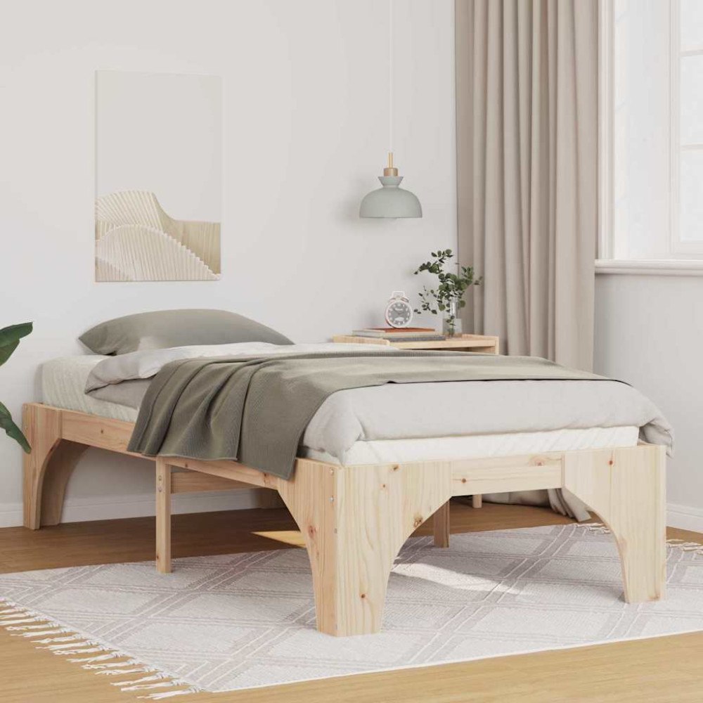 vidaXL Sängram Brun 90 x 190 cm Massiv furu