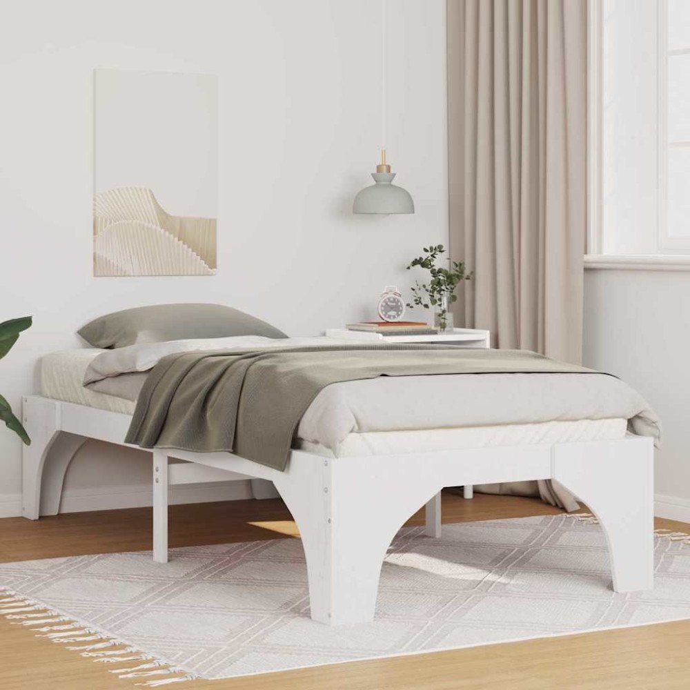 vidaXL Sängram Vit 75 x 190 cm Massiv furu