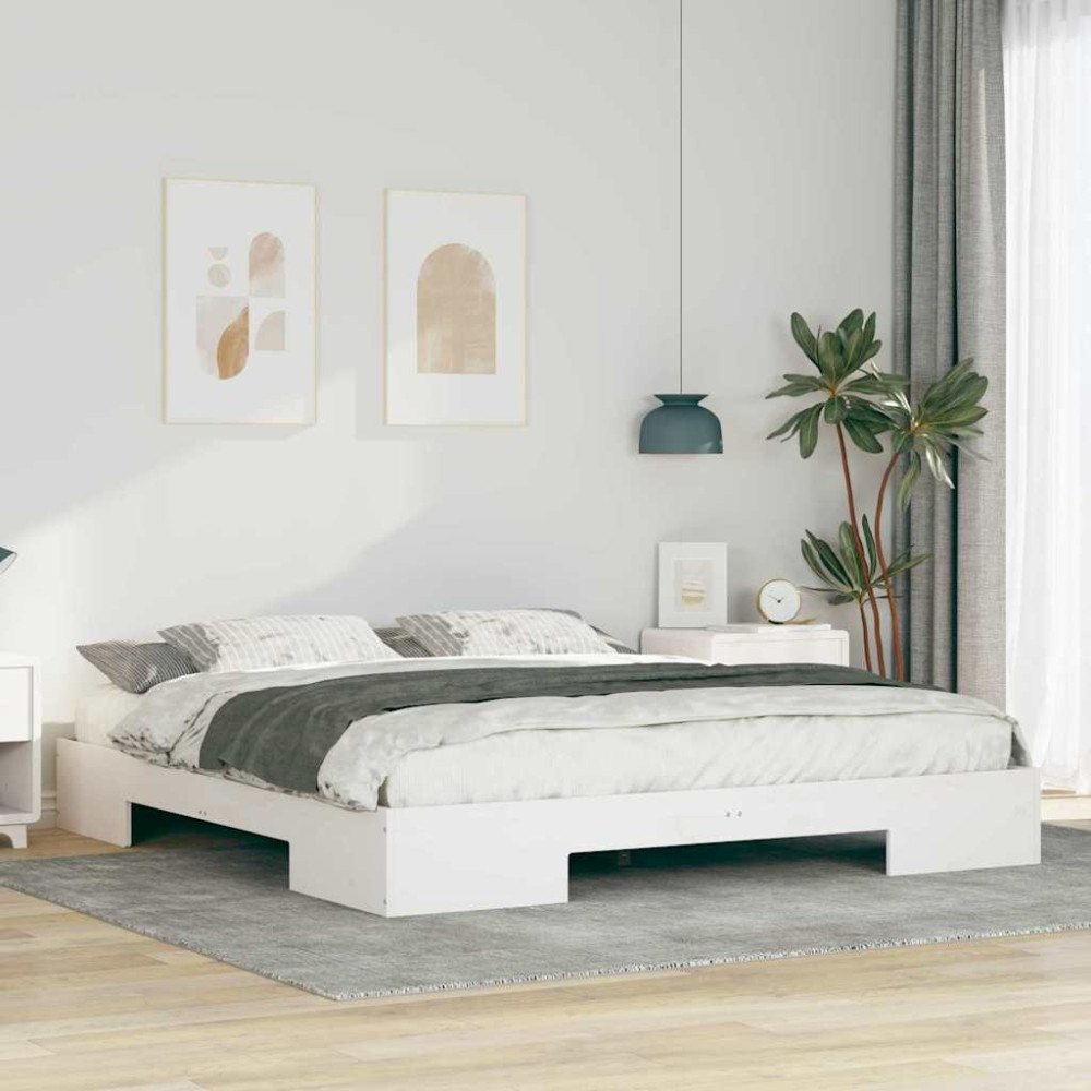 vidaXL Sängram Vit 200 x 200 cm
