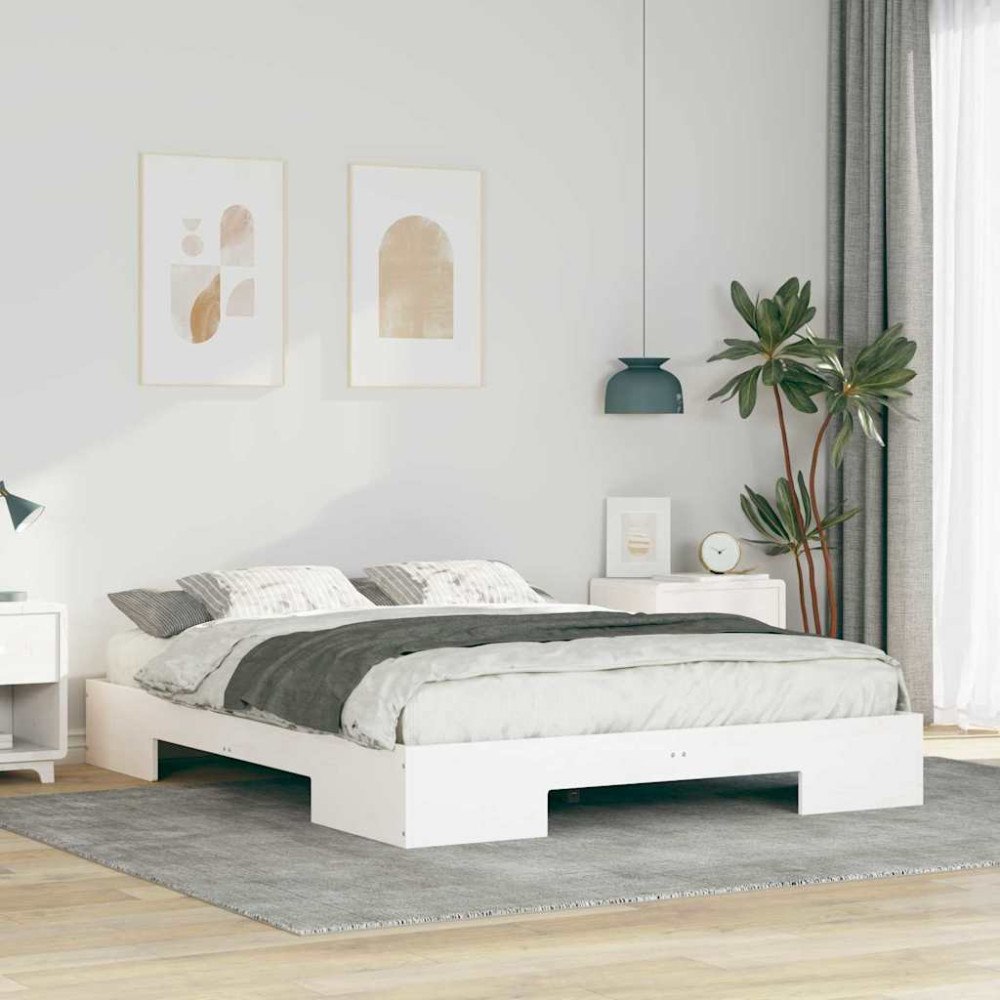 vidaXL Sängram Vit 150 x 200 cm