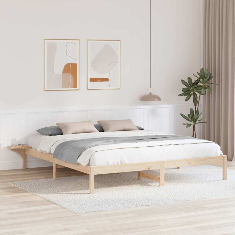 vidaXL Sängram Naturfärg 180 x 200 cm Massiv furu