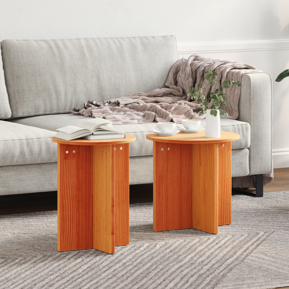 vidaXL Kaffeebord 2 pcs Vaxbrun 41.5 x 41.5 x 41 cm Massiv furu