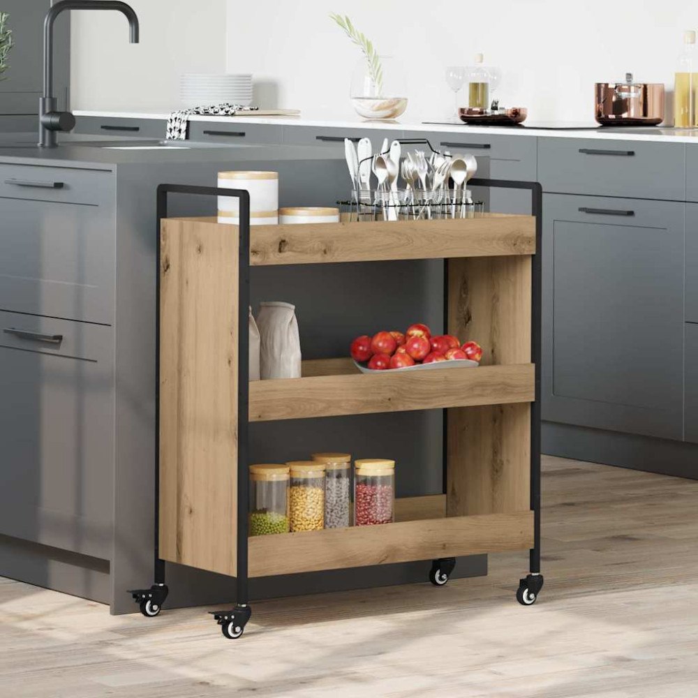vidaXL Köksvagn artisan ek 70 x 30 x 82 cm Konstruerat trä
