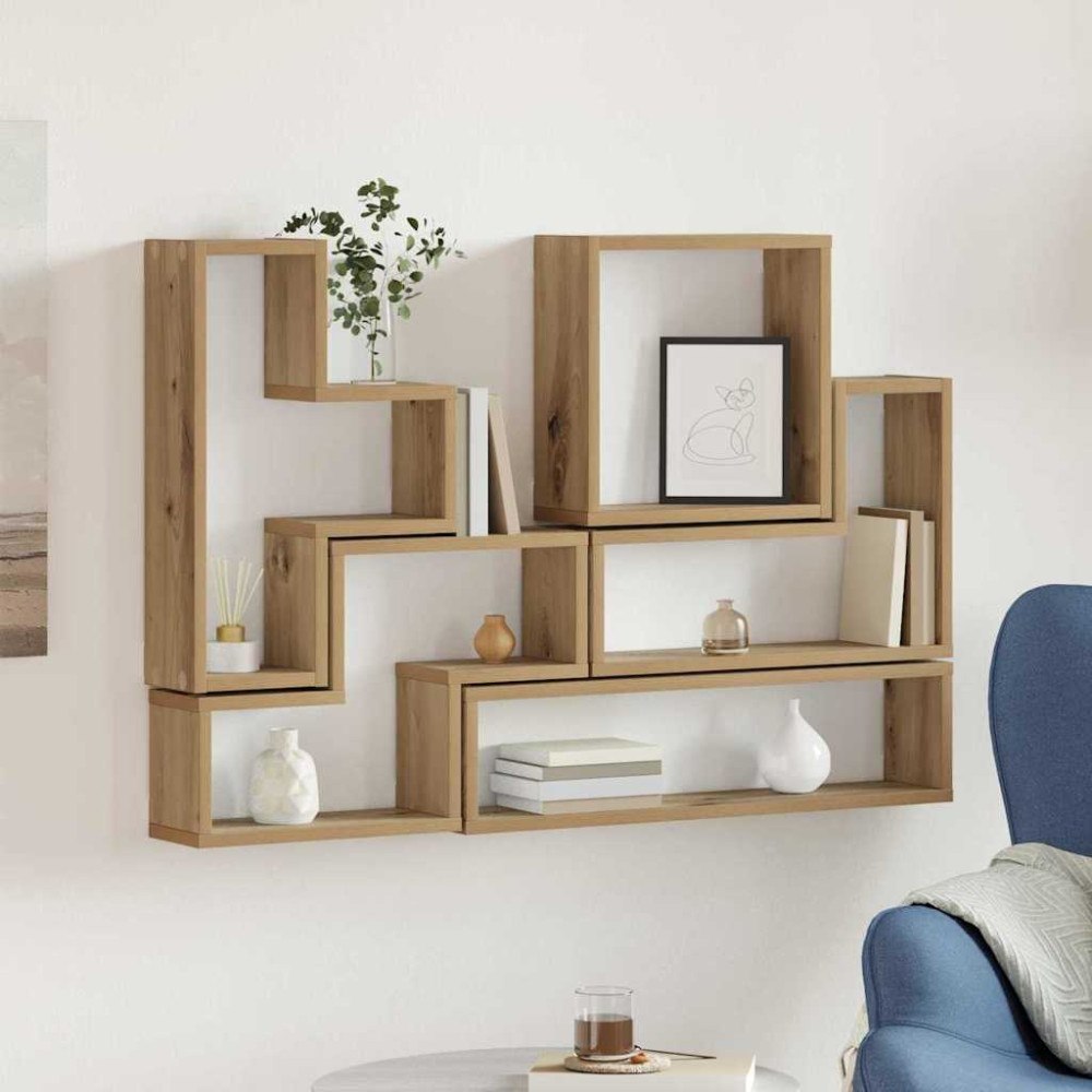 vidaXL Väggkub med hylla artisan ek 96 x 12 x 64 cm Konstruerat trä