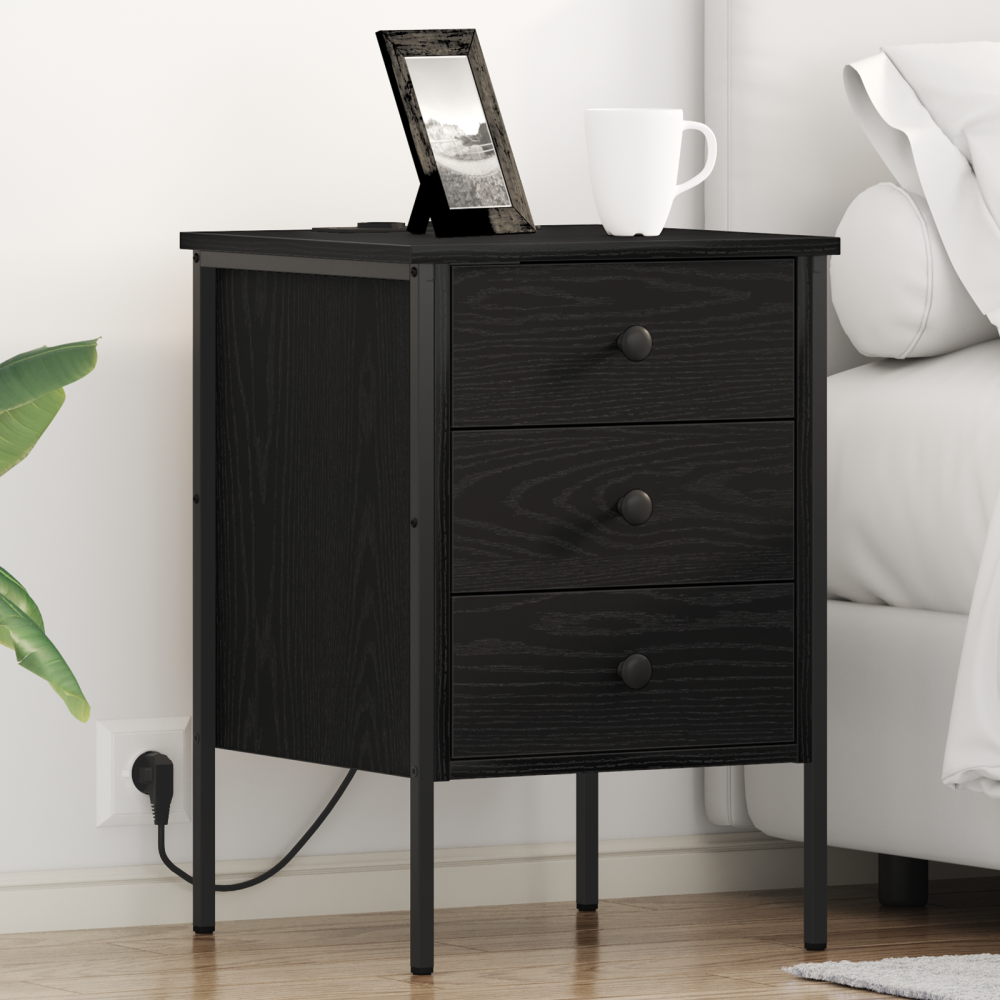 vidaXL Sängskåp 2 pcs Svart ek 42 x 41 x 61 cm Konstruerat trä