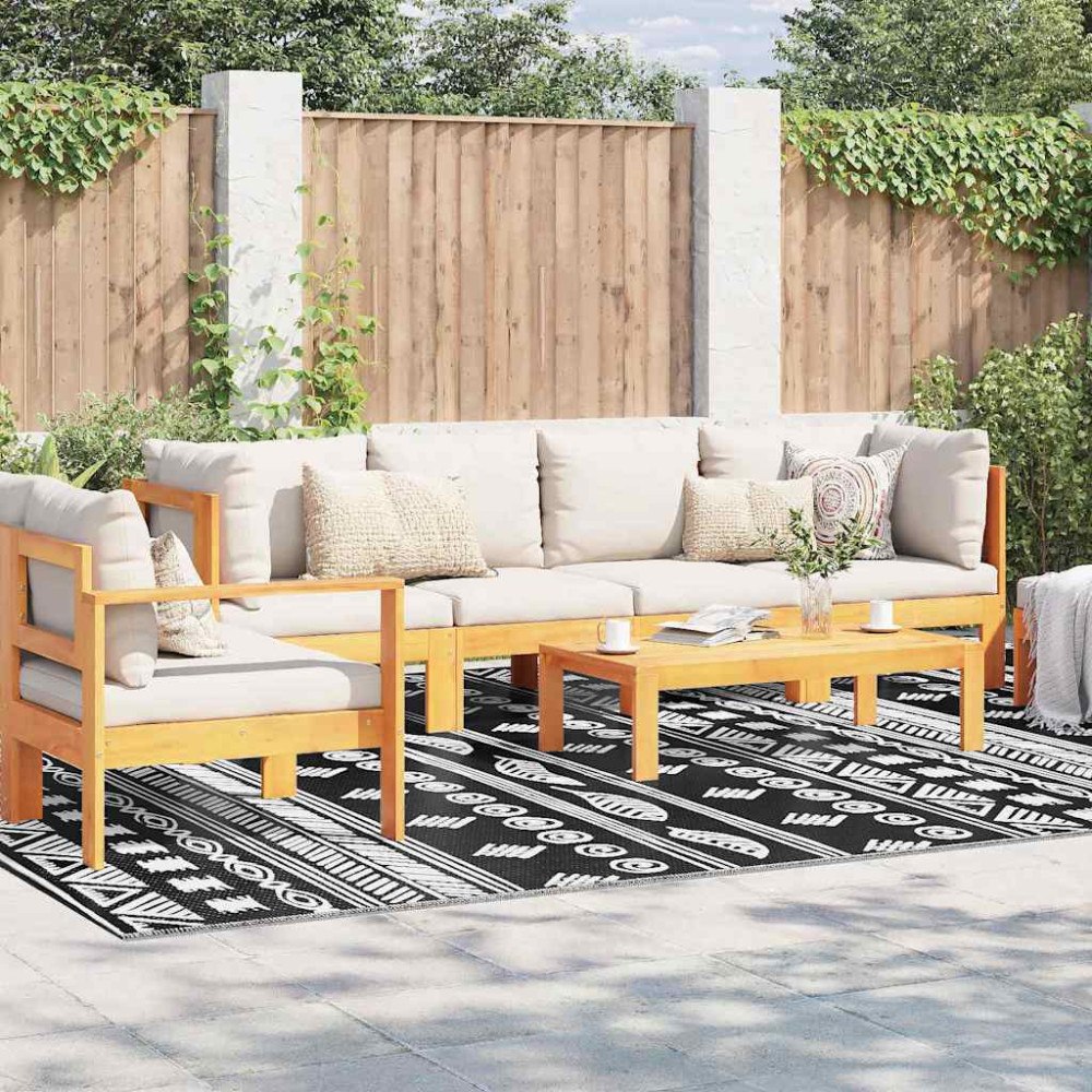 vidaXL Utomhusmatta svart mönster 300 x 400 cm PP