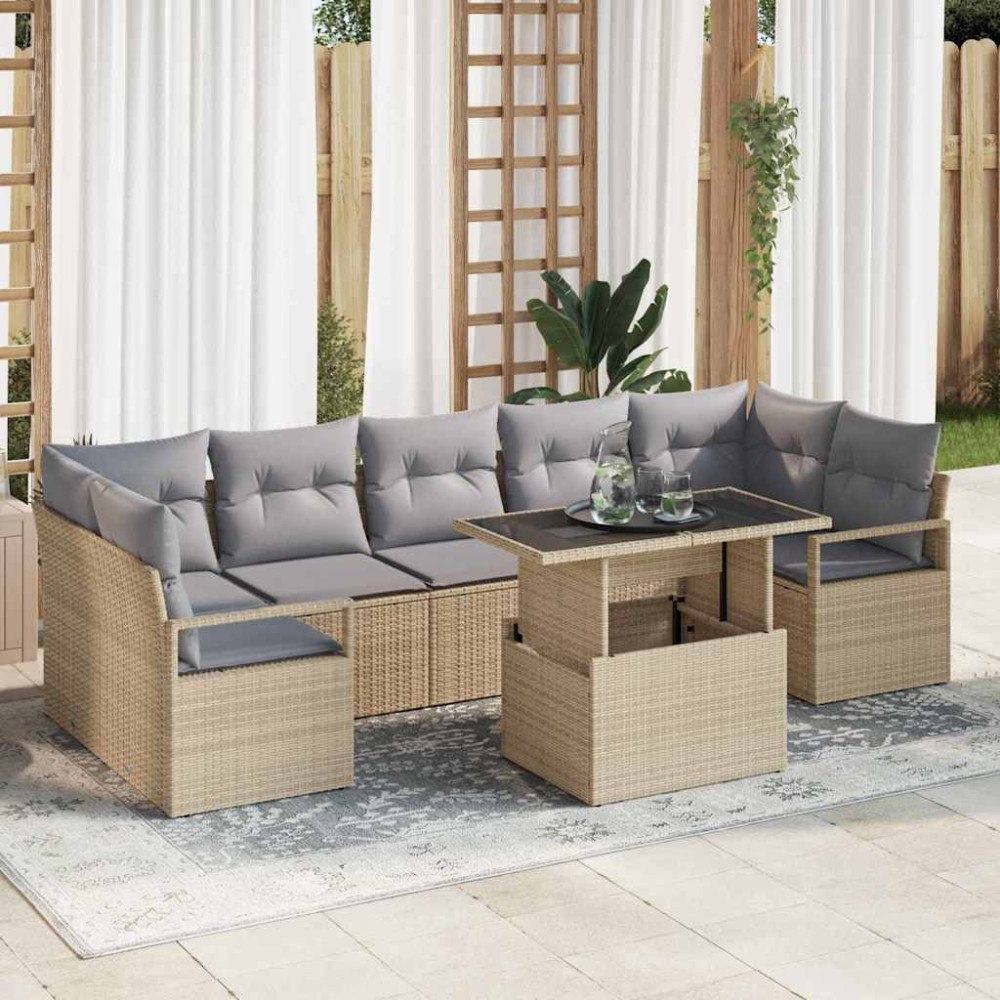 vidaXL Trädgårdsoffset 8 pcs beige och ljusgrå 100 x 55 x 73 cm