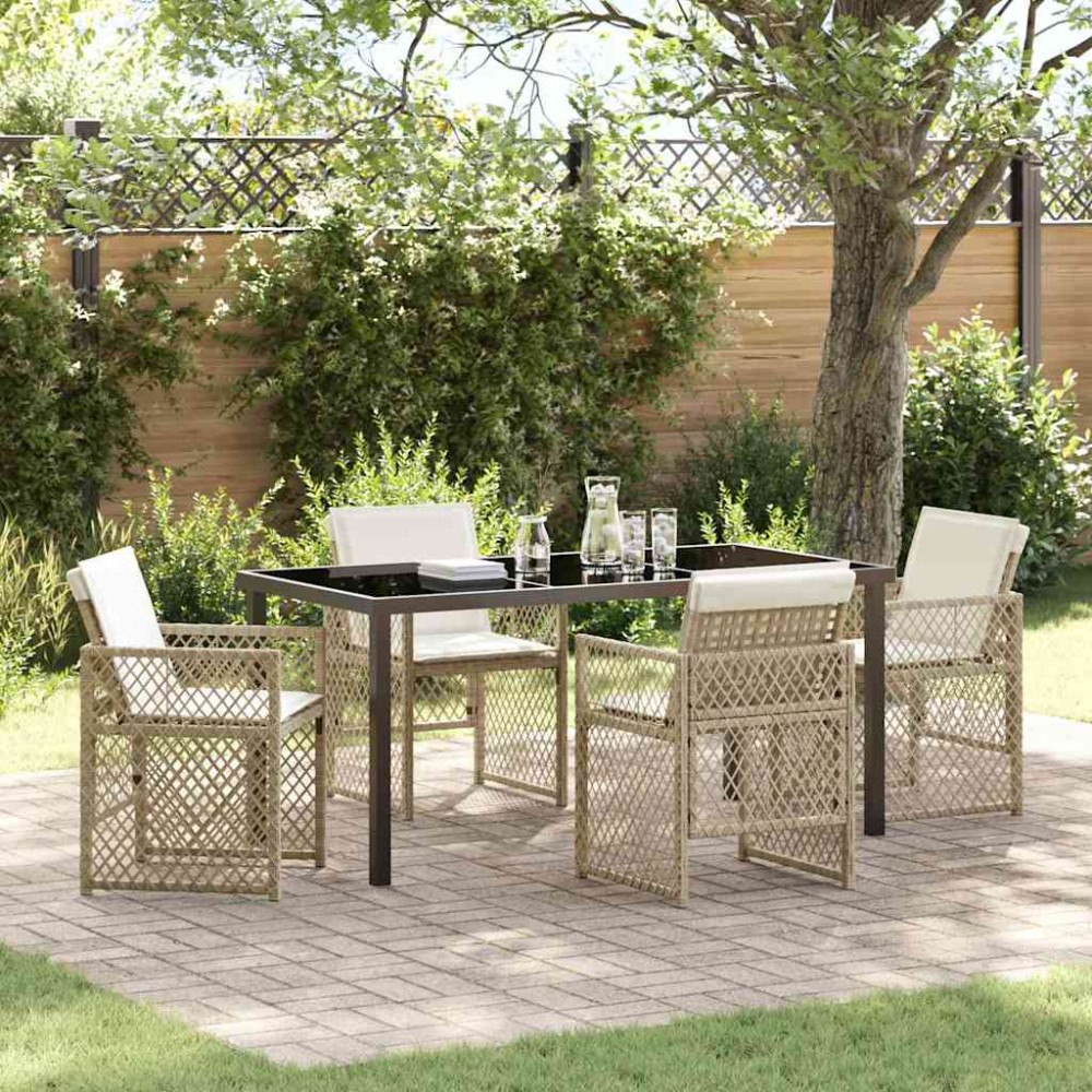 vidaXL Trädgårdsmöbelset 5 pcs Beige konstrotting