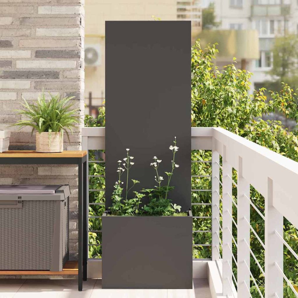 vidaXL Trädgårdsplanterare med dekorativ panel Svart 50 x 140 cm