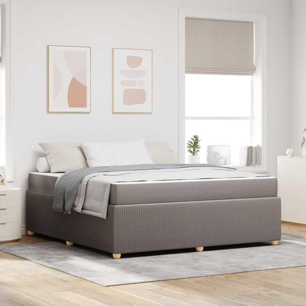 vidaXL Sängram med madrass med madrass Taupe 180 x 200 cm tyg