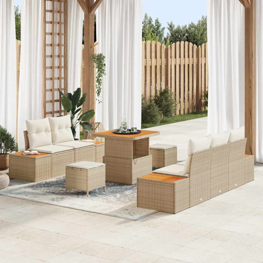 vidaXL Trädgårdsoffset 8 pcs Beige och gräddfärgad 80 x 80 x 71 cm