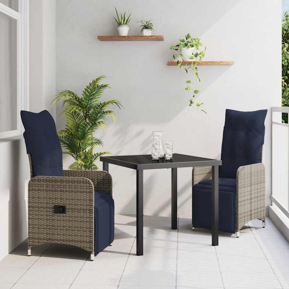 vidaXL Trädgårdsmöbelset 3 pcs Grå konstrotting
