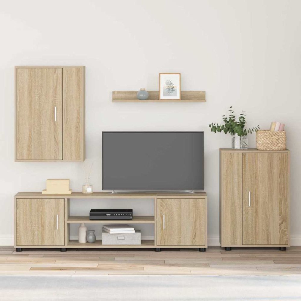 vidaXL 4-delars TV-byråset 4 pcs Sonoma ek Konstruerat trä