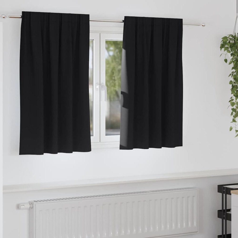 vidaXL Gardiner med gardiner 2 pcs Svart Polyester
