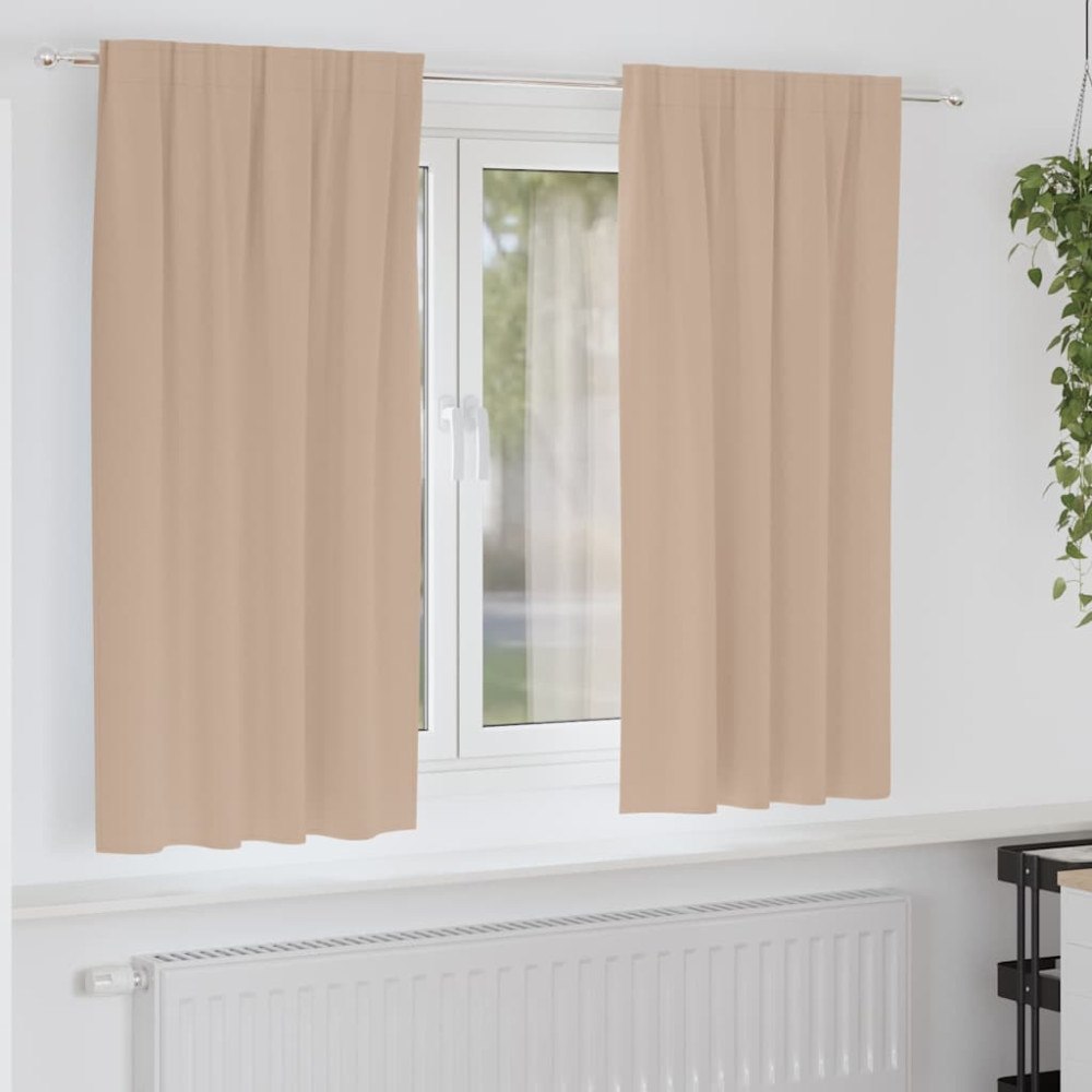 vidaXL Gardiner med gardiner 2 pcs Taupe Polyester