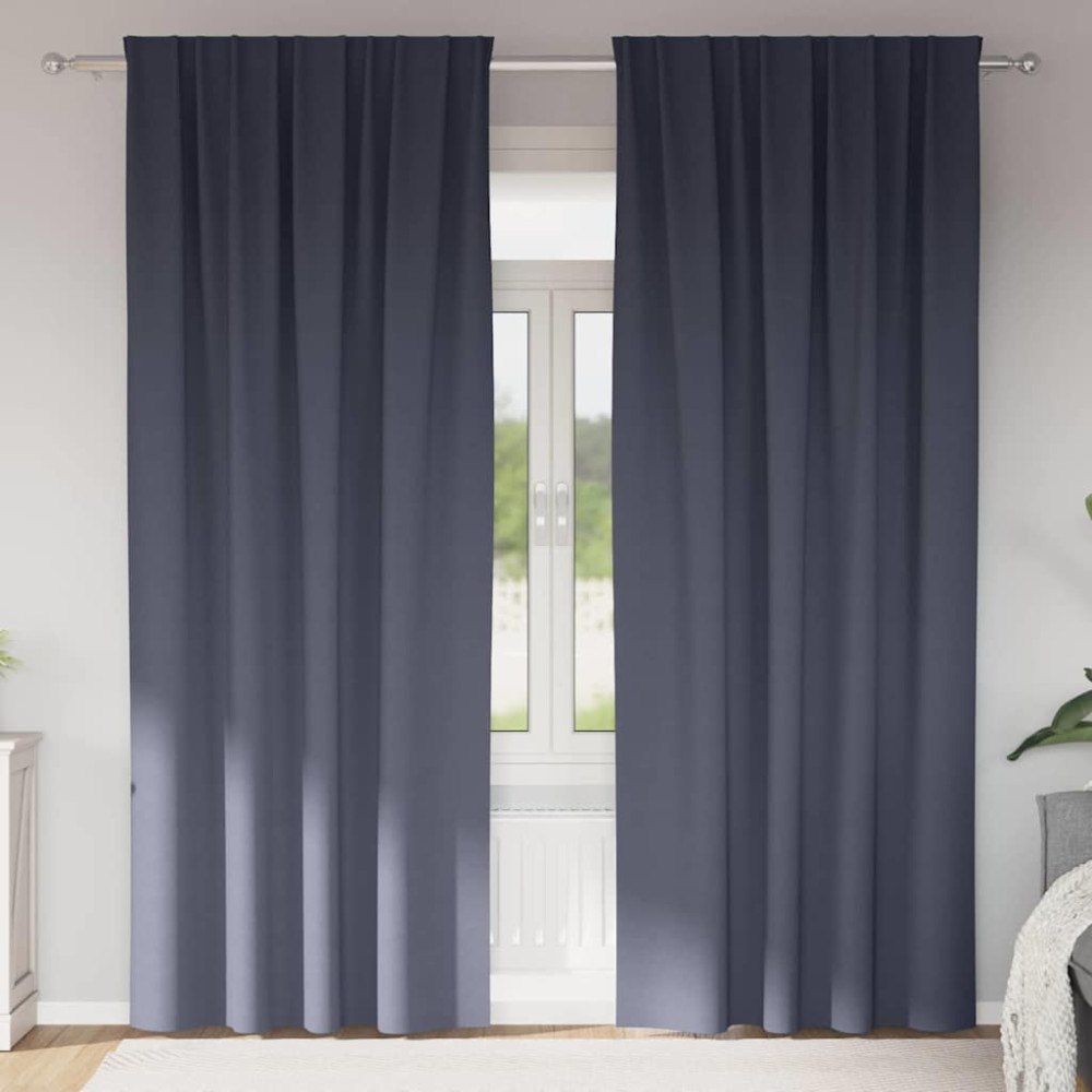vidaXL Gardiner med gardiner 2 pcs Antracit Polyester