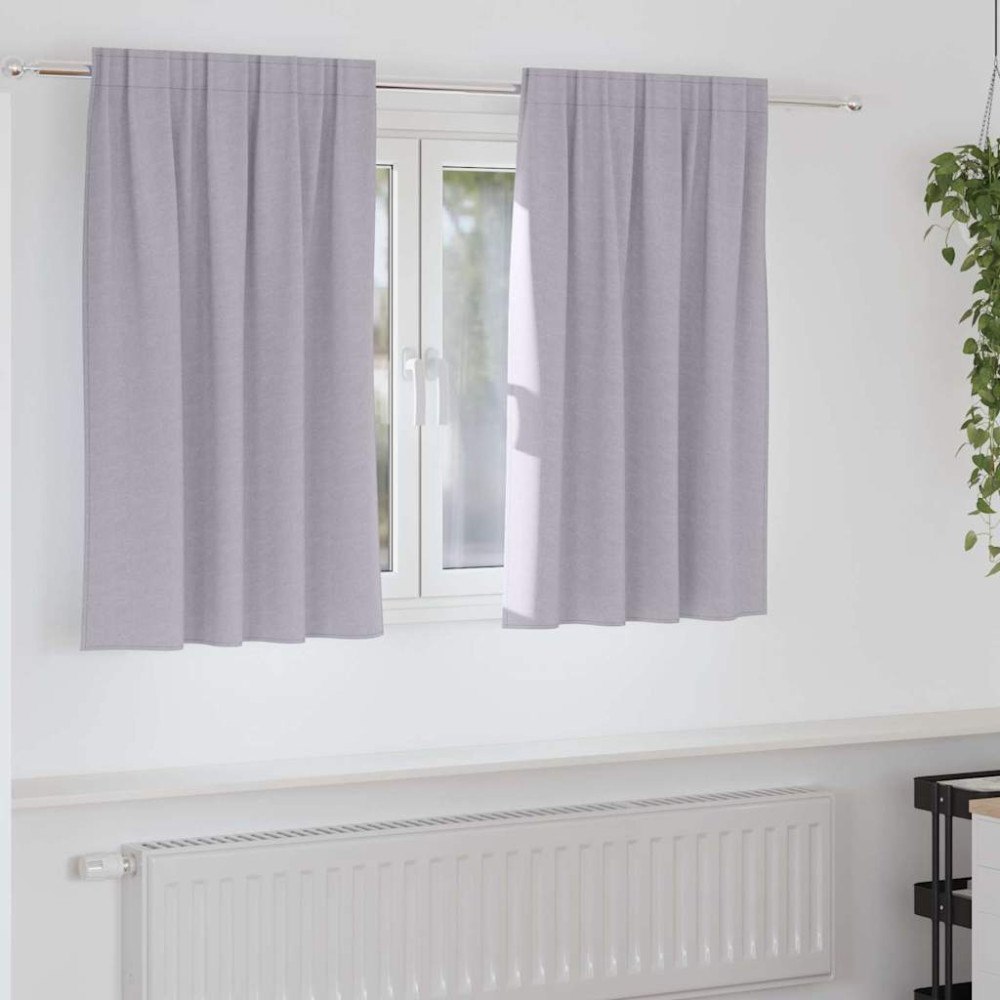 vidaXL Gardiner med gardiner 2 pcs Metallgrå Polyester