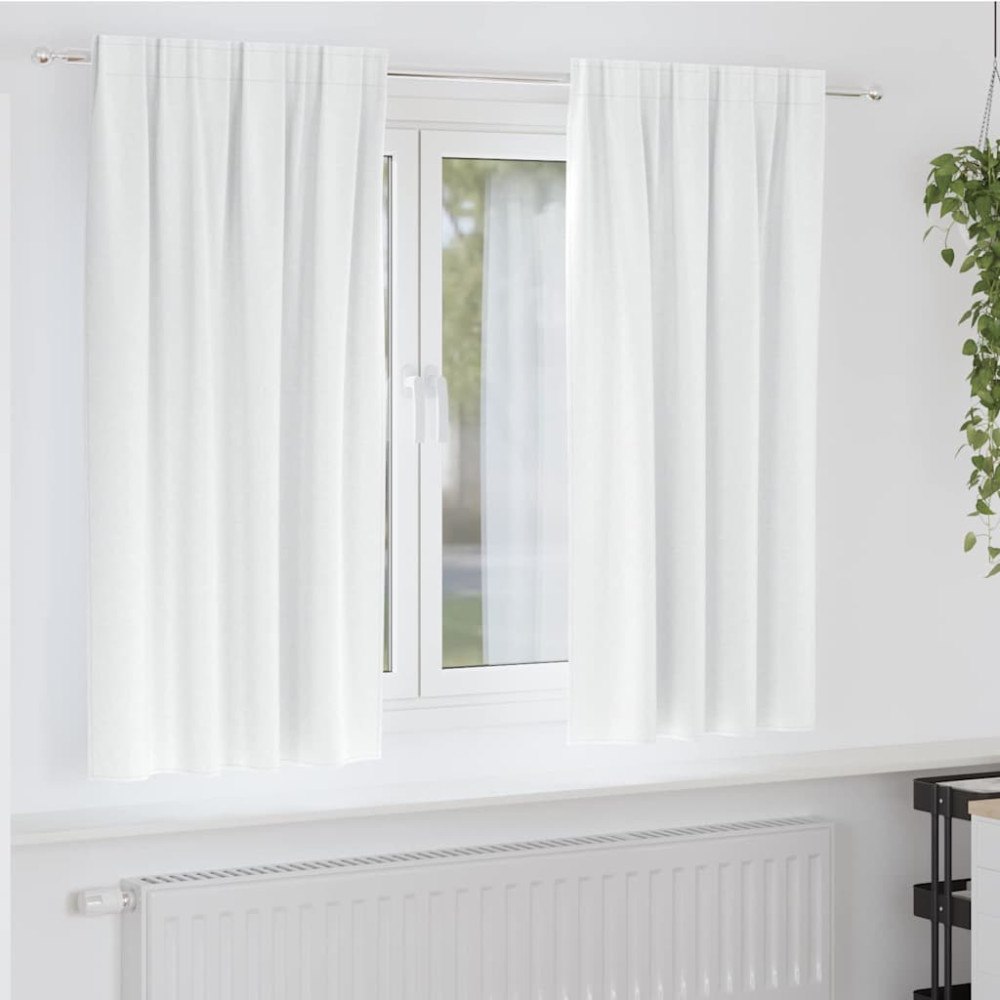 vidaXL Gardiner med gardiner 2 pcs Ljus vit Polyester
