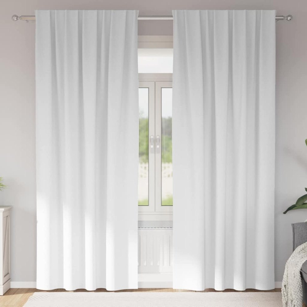 vidaXL Gardiner med gardiner 2 pcs Ren vit Polyester