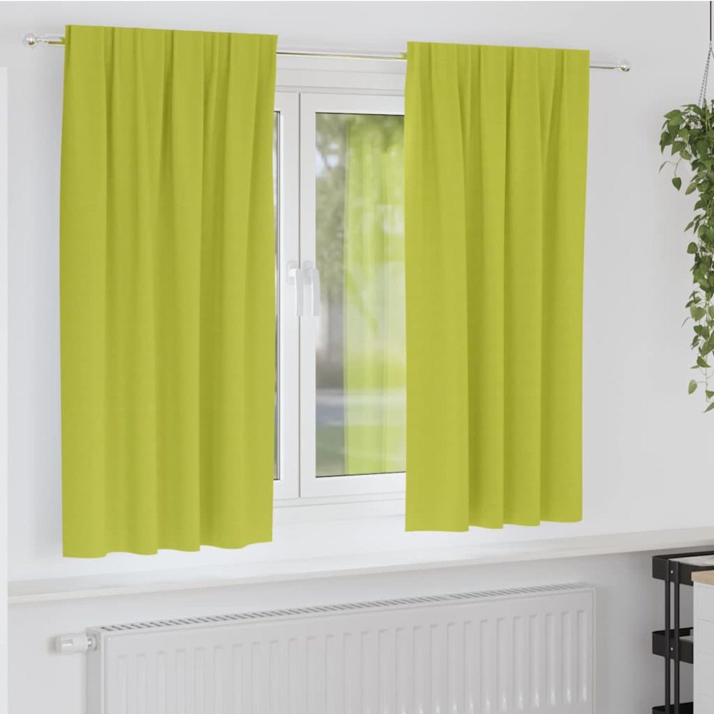 vidaXL Gardiner med gardiner 2 pcs Äppelgrön Polyester