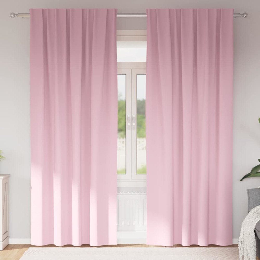vidaXL Gardiner med gardiner 2 pcs Babyrosa Polyester