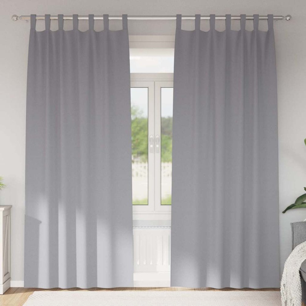 vidaXL Gardiner med gardiner 2 pcs Ljusgrå Polyester