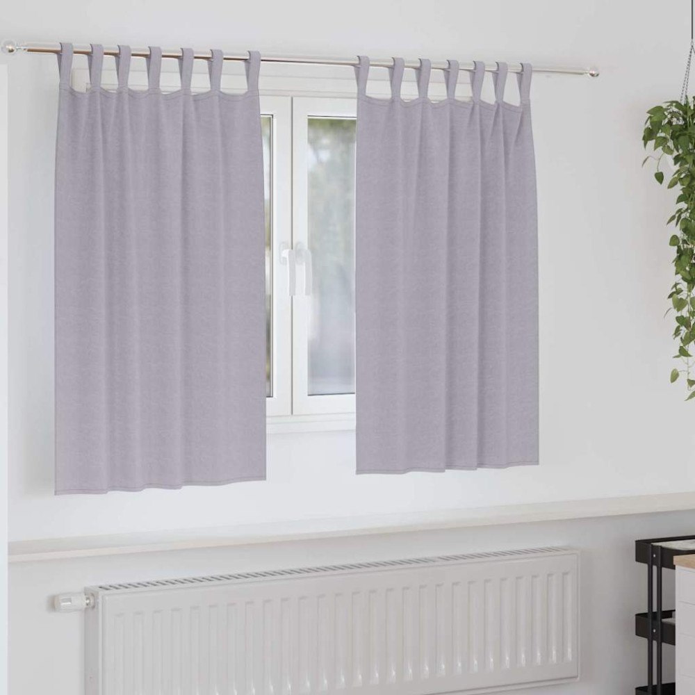 vidaXL Gardiner med gardiner 2 pcs Metallgrå Polyester