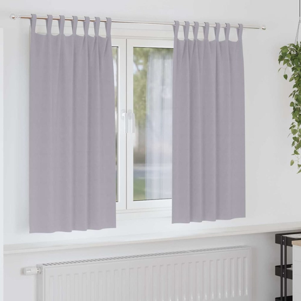 vidaXL Gardiner med gardiner 2 pcs Metallgrå Polyester