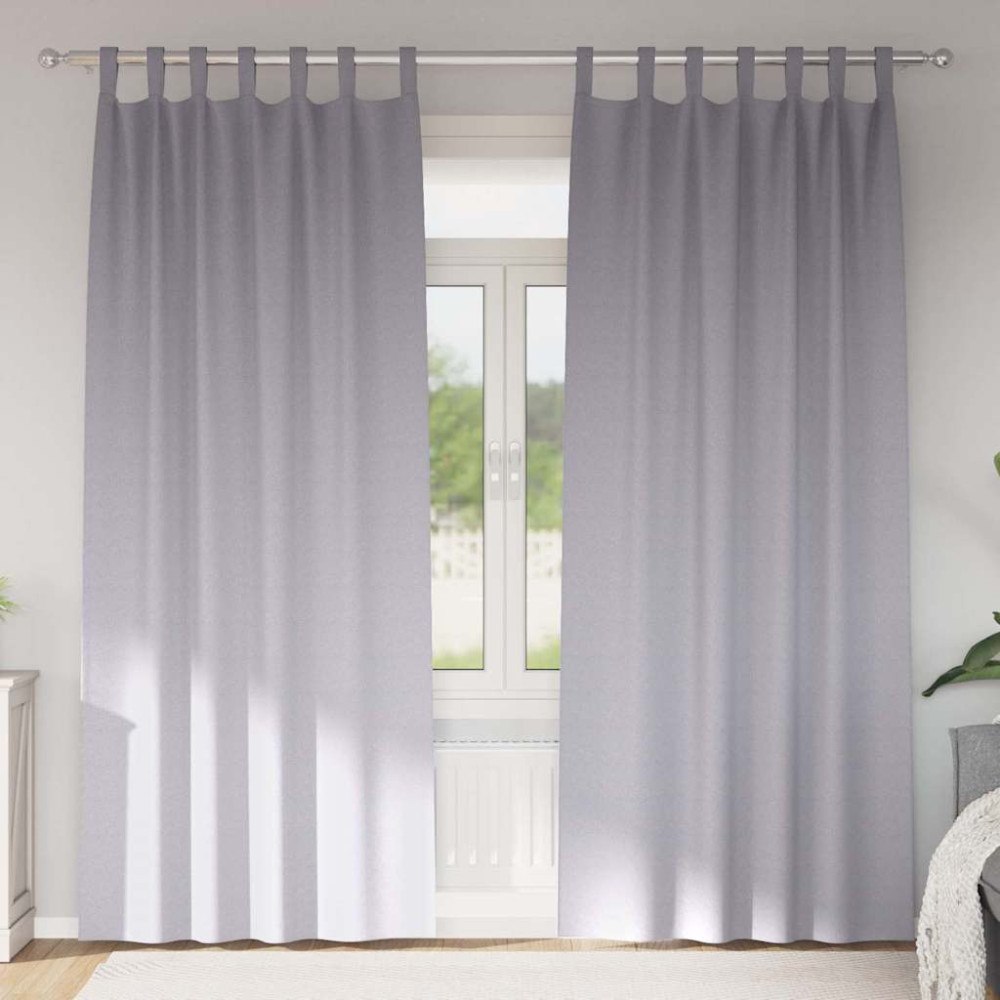 vidaXL Gardiner med gardiner 2 pcs Metallgrå Polyester