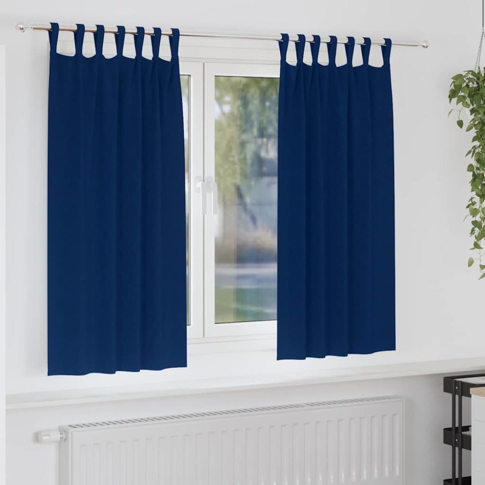 vidaXL Gardiner med gardiner 2 pcs Mörkblå Polyester